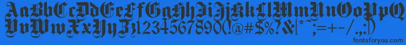 DeutschGothic Font – Black Fonts on Blue Background