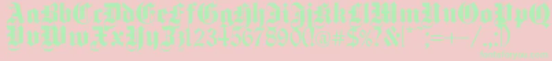 DeutschGothic-fontti – vihreät fontit vaaleanpunaisella taustalla