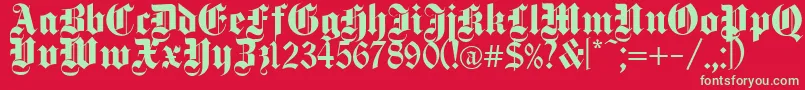 DeutschGothic Font – Green Fonts on Red Background