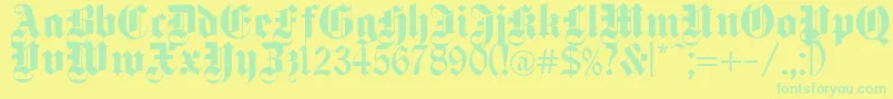 Fonte DeutschGothic – fontes verdes em um fundo amarelo