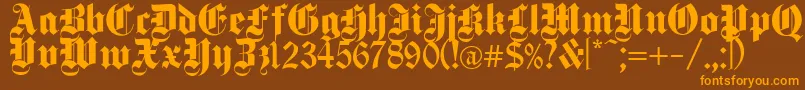 DeutschGothic-Schriftart – Orangefarbene Schriften auf braunem Hintergrund