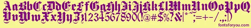 DeutschGothic Font – Purple Fonts on Yellow Background