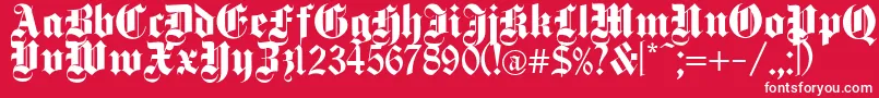Czcionka DeutschGothic – białe czcionki na czerwonym tle