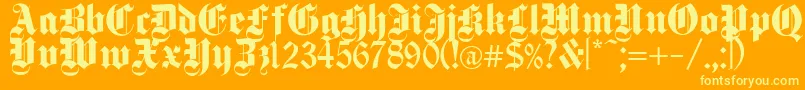 More about DeutschGothic Font DeutschGothic Font – Yellow Fonts on Orange Background