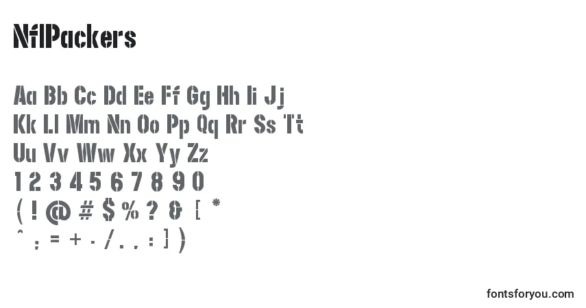 Fuente NflPackers - alfabeto, números, caracteres especiales