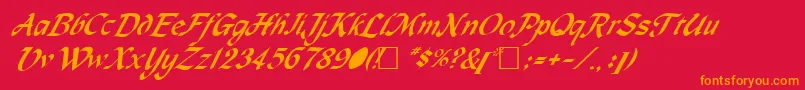 フォントMagnetcRegular – 赤い背景にオレンジの文字
