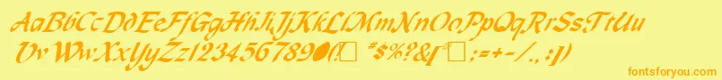 MagnetcRegular-Schriftart – Orangefarbene Schriften auf gelbem Hintergrund