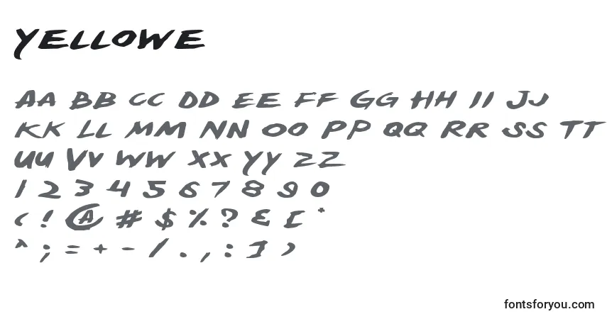 Шрифт Yellowe – алфавит, цифры, специальные символы