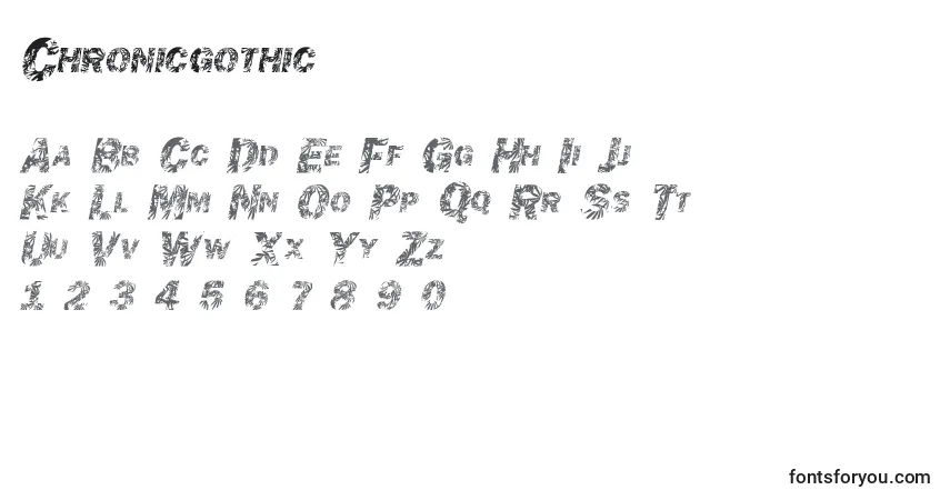 A fonte Chronicgothic – alfabeto, números, caracteres especiais