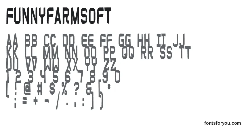A fonte Funnyfarmsoft – alfabeto, números, caracteres especiais