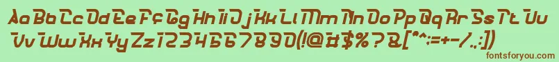 Weitere Informationen zur CrumbleBoldItalic-Schriftart CrumbleBoldItalic-Schriftart – Braune Schriften auf grünem Hintergrund