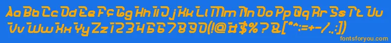 フォントCrumbleBoldItalic – オレンジ色の文字が青い背景にあります。