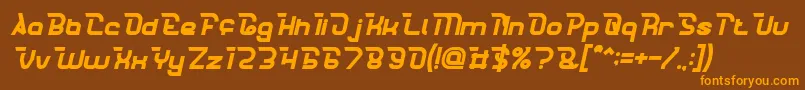 フォントCrumbleBoldItalic – オレンジ色の文字が茶色の背景にあります。