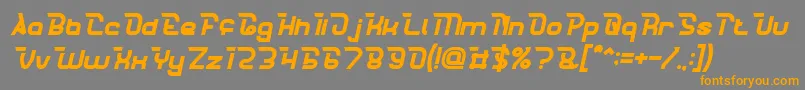 フォントCrumbleBoldItalic – オレンジの文字は灰色の背景にあります。