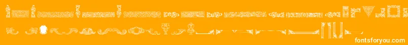 MortisedOrnamentsFree-fontti – valkoiset fontit oranssilla taustalla