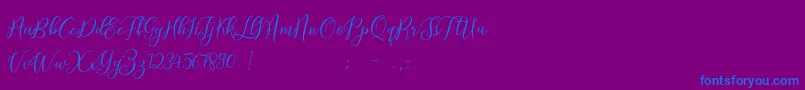 ProloguescriptliteRegular-Schriftart – Blaue Schriften auf violettem Hintergrund