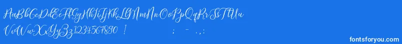 ProloguescriptliteRegular-Schriftart – Weiße Schriften auf blauem Hintergrund