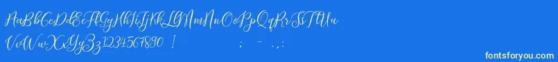 ProloguescriptliteRegular-Schriftart – Gelbe Schriften auf blauem Hintergrund