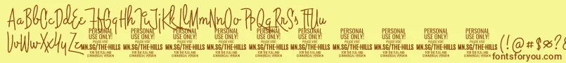 ThehillsPersonalUseOnly Font – Brown Fonts on Yellow Background