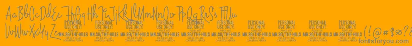 ThehillsPersonalUseOnly-Schriftart – Graue Schriften auf orangefarbenem Hintergrund