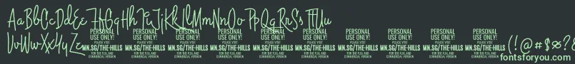 ThehillsPersonalUseOnly-fontti – vihreät fontit mustalla taustalla
