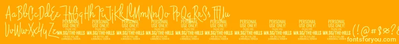 ThehillsPersonalUseOnly-Schriftart – Gelbe Schriften auf orangefarbenem Hintergrund