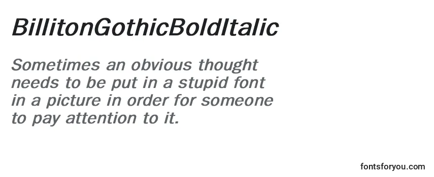 Review of the BillitonGothicBoldItalic Font