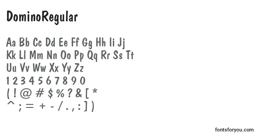 Schriftart DominoRegular (75845) – Alphabet, Zahlen, spezielle Symbole