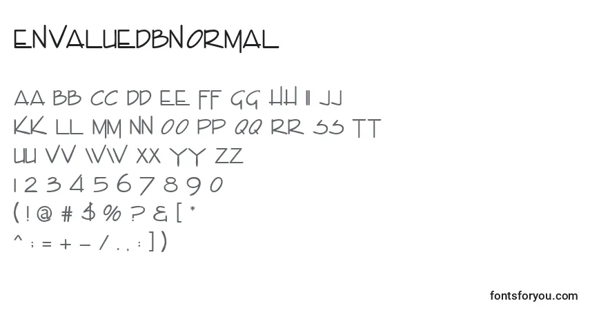 A fonte EnvaluedbNormal – alfabeto, números, caracteres especiais