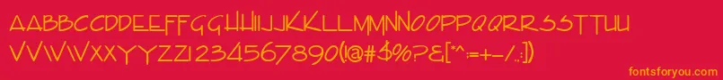 EnvaluedbNormal Font – Orange Fonts on Red Background