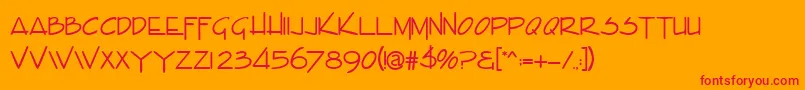 EnvaluedbNormal-Schriftart – Rote Schriften auf orangefarbenem Hintergrund