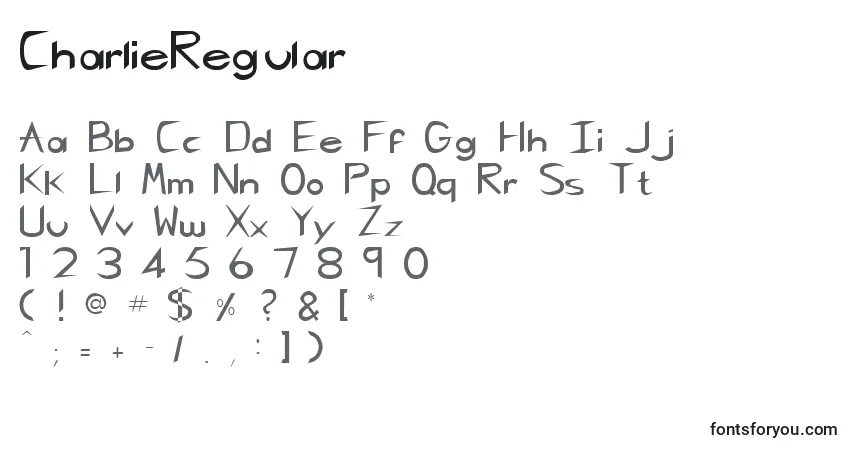 Schriftart CharlieRegular – Alphabet, Zahlen, spezielle Symbole
