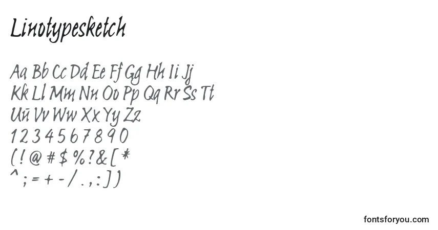 Linotypesketch-fontti – aakkoset, numerot, erikoismerkit