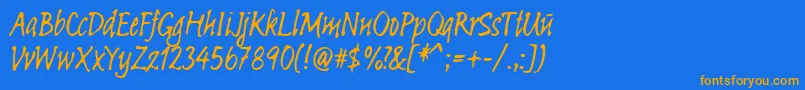 Linotypesketch Font – Orange Fonts on Blue Background