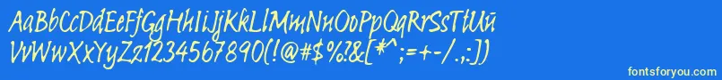 Linotypesketch Font – Yellow Fonts on Blue Background