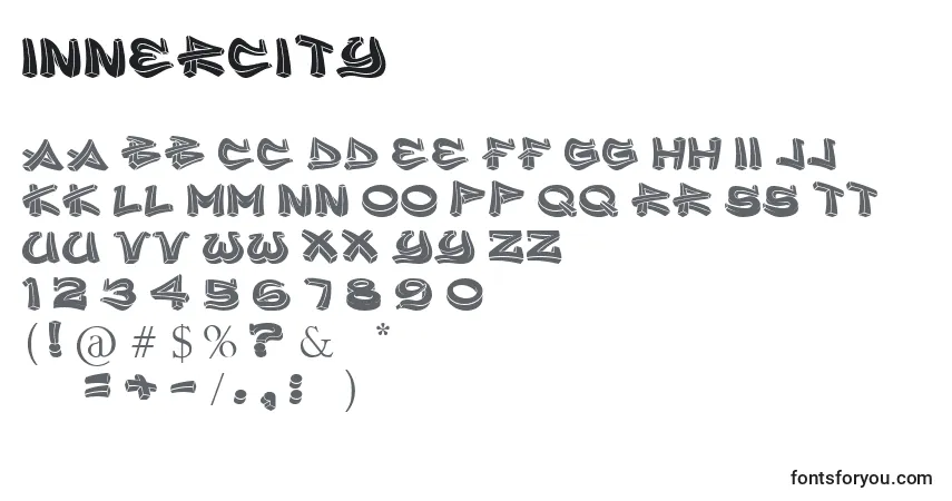 Шрифт InnerCity – алфавит, цифры, специальные символы
