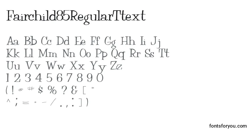 Fairchild85RegularTtextフォント–アルファベット、数字、特殊文字