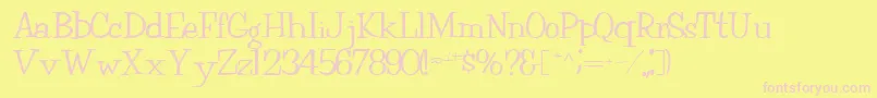 Fairchild85RegularTtext-fontti – vaaleanpunaiset fontit keltaisella taustalla