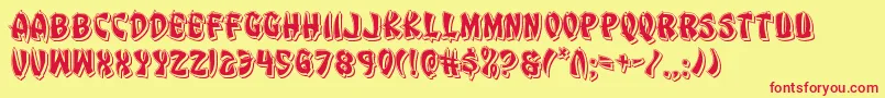 Eggrollpunch-Schriftart – Rote Schriften auf gelbem Hintergrund