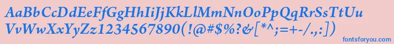 ArnoproSmbditalicsmtext Font – Blue Fonts on Pink Background