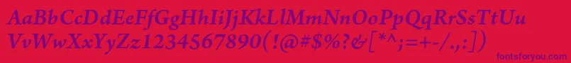 ArnoproSmbditalicsmtext Font – Purple Fonts on Red Background