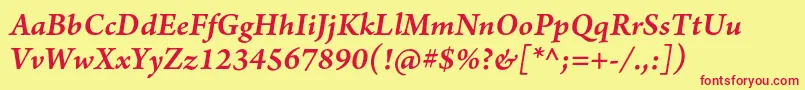 ArnoproSmbditalicsmtext Font – Red Fonts on Yellow Background