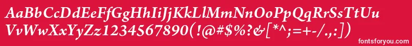Fonte ArnoproSmbditalicsmtext – fontes brancas em um fundo vermelho