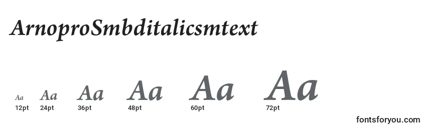 Размеры шрифта ArnoproSmbditalicsmtext