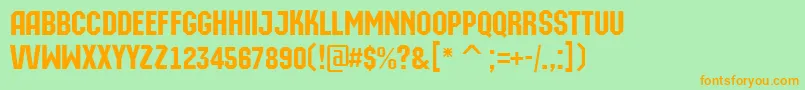 AMachinaorto-Schriftart – Orangefarbene Schriften auf grünem Hintergrund