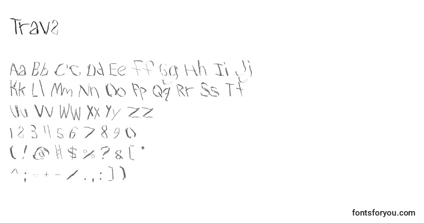 Schriftart Trav2 – Alphabet, Zahlen, spezielle Symbole