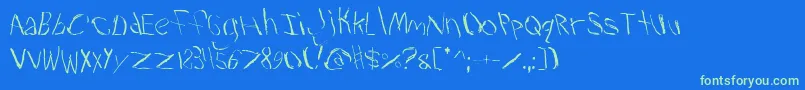 Trav2-Schriftart – Grüne Schriften auf blauem Hintergrund