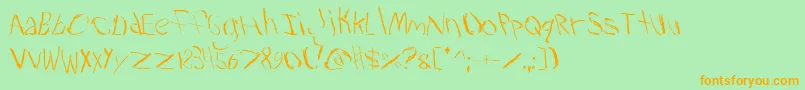 Trav2-Schriftart – Orangefarbene Schriften auf grünem Hintergrund