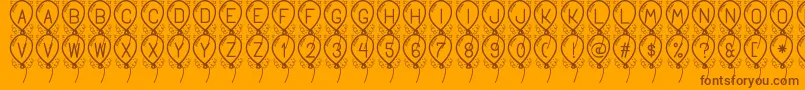 HappyBalloonStPersonalUse-Schriftart – Braune Schriften auf orangefarbenem Hintergrund