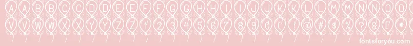 HappyBalloonStPersonalUse-Schriftart – Weiße Schriften auf rosa Hintergrund